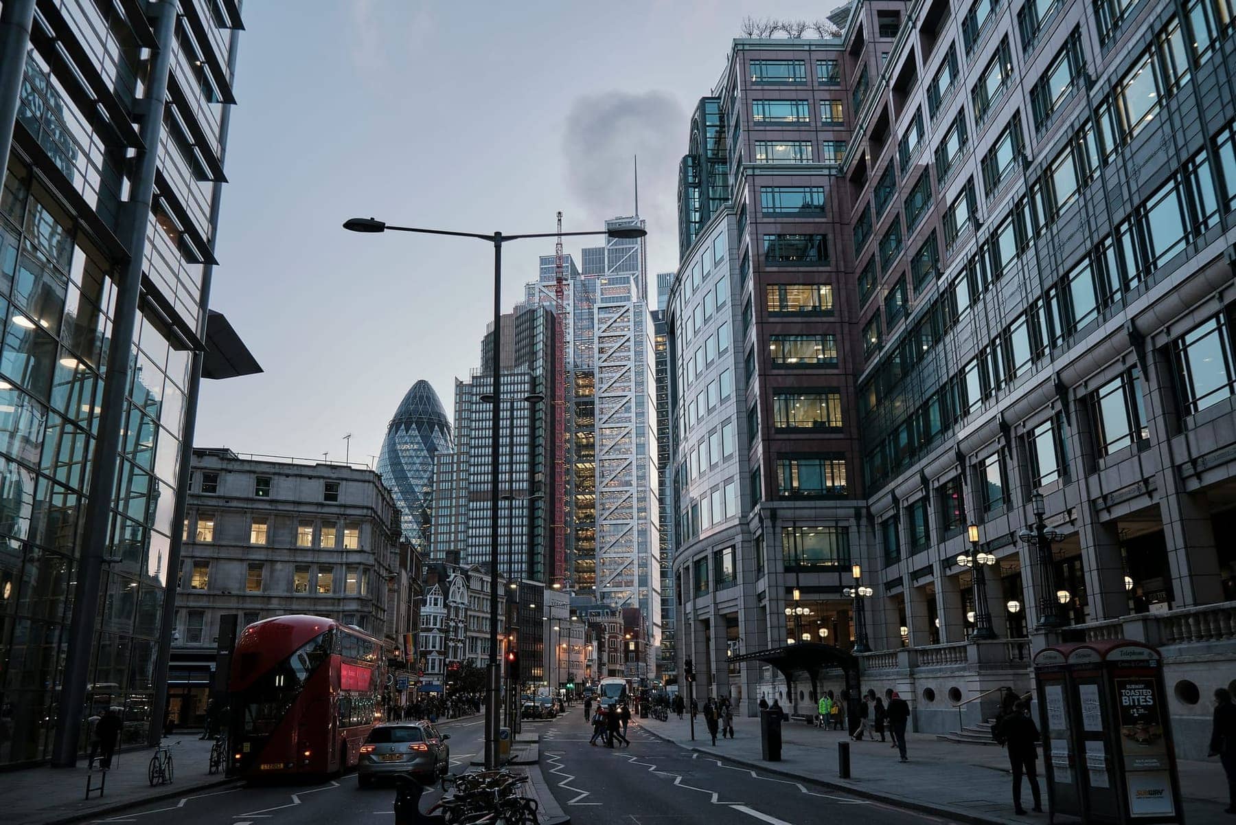 A street view of the City of London
